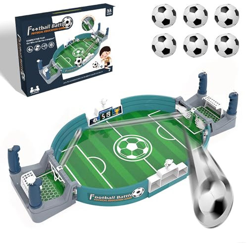 COCOSY Mini Tischfußballspiel mit 6 Fußbälle - Interaktives 2-Spieler Fußball Kit, Desktop Tischkicker Spielzeug für Euro Fußball 2024 Partys, Kinder und Erwachsene