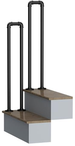 Treppengeländer U-förmige Geländer Treppe,Geländer Außen,Handlauf Treppe,Metall Treppenhandlauf für Villen,Balkone,Flure Wohnungen, Drinnen und Draußen(Size:U 95cm,Color:Schwarz)
