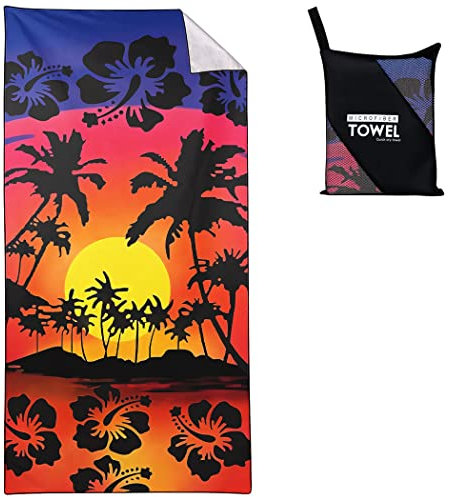Violetpos Kokosnussbäume Schattenblüten Strandtuch 90x180 cm Schnell Trocknende Badetuch Sandfrei Handtuch Sonnenuntergang Strandhandtuch Strandtücher Groß Badehandtuch