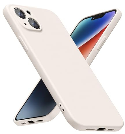 LoeoeL for iPhone 14 Plus Phone Case Silicone, Minimalist Ultra Thin Slim Soft Rubber Gel Solid Color Matte TPU Cute Case for Women Men, Girly Plain Aesthetic Design & Camera Cover, Beige Stone Cream