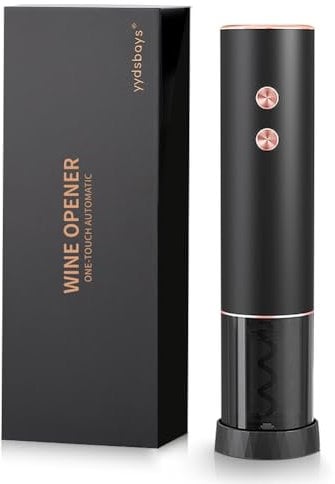 Tire Bouchon Électrique Ouvre Bouteille Automatique Décapsuleur pour Vin Professionnel pour Amateurs de Vins Cadeau de Luxe (Or, Ouvre-bouteille avec Coupe-Capsule, Boîte Cadeau, Rechargeable)