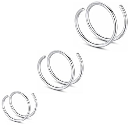 Decentraland 3 Stück 20G Silber Double Hoop Septum Nasenring Knorpel Aus Hypoallergenem Chirurgischem Stahl Nasen Lippen Tragus Ohrring Piercing Schmuck Für Frauen Und Männer