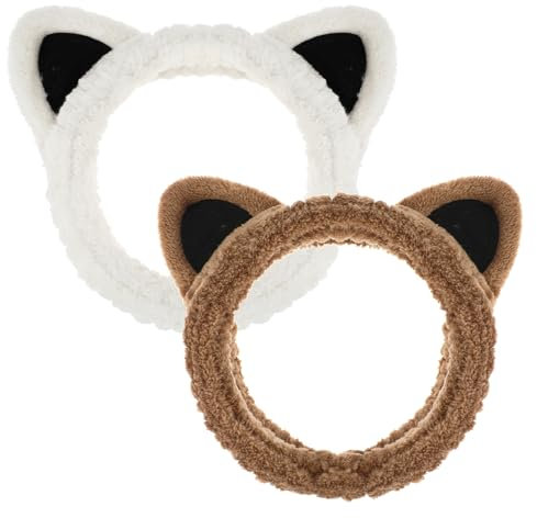 2 Stück Haarband Mädchen Elastische,Mabor Haarband Kosmetik Katzenohren Beauty Abschmink Haarbänder Make-Up Stirnbänder Korallen Fleece Spa Stirnband Wash Übernachtungsparty Mädchen Yoga Haarbänder