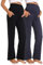Gowjog 2 Packs Pantalon Maternité Jambes Larges Pantalon Long Décontracté De Taille Haute Grossesse Femme Pantalons De Grossesse (Noir/Bleu Marine,L)