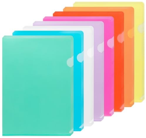 NOTEZMATE Aktenhüllen A4 Seitlich Offen 8 Farben, 16PCS Klarsichthüllen A4 Bunt Sichthüllen A4 Farbig Prospekthüllen zur Aufbewahrung von Papier, Dokumenten für Büro Schule