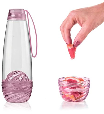 Avilia Borraccia Rosa e Trasparente in Tritan con Comodo Infusore per Preparare Tisane 750ml - Ideale per Manentere le tue Bevande Calde o Fredde - Infusore Removibile e Facile da Pulire