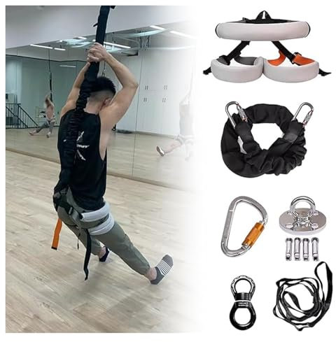 MZZKFC Dehnungsseil Suspension Bungee Fitness Set Anti Breaking & Wear-Resistant, Aerial Yoga Stretch Rope Mit Breiterem Gurt, Bungee Resistant Band for Weight Loss Training(Limit 170.6-220.5 lbs)