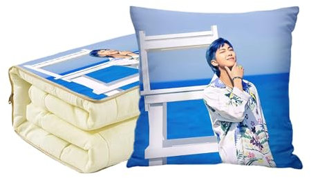 J-Hope Album Jack In The Box Merch, 2-in-1-Kissendecke, Flugzeug-Reisedecke mit Reißverschluss, multifunktionale dekorative Kissendecke(2,40 * 40(115-140))