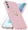 Handyhülle für Samsung Galaxy S21 FE 5G (Nicht für S21) mit 3 Stücke Schutzfolie, Weich TPU Anti-Fingerabdruck Hülle, Glitzer und Absturzsicherung Schutzhülle (Rosa)