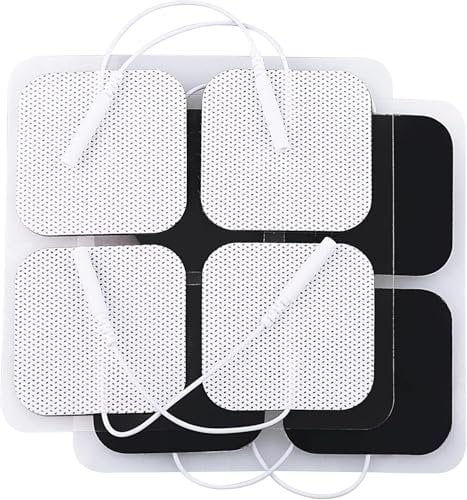 LotFancy 40x TENS Elektroden Pads 5x5 cm, Wiederverwendbare EMS Klebe-Elektroden für TENS-Geräte und EMS-Trainer, Elektrostimulationsgerät, mit 2mm Steckanschluss