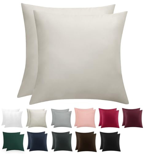 RUIKASI Kissenbezug 80 x 80 Beige 2er Set - Oeko Tex Kopfkissenbezug 80x80 Kissen Bezug 80x80cm mit Reißverschluss aus Mikrofaser, Polsterbezug Doppelpack Set Pillow Case Pillow Cover