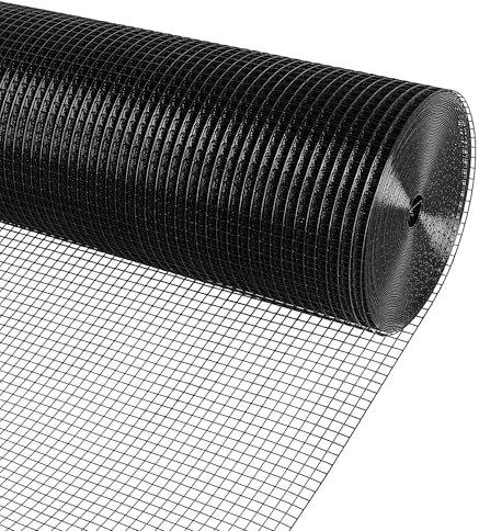 KANERS Black PVC Vinyl Coated Wire Mesh Hardware Cloth 1 in 36”x50’ 19 Gauge, Welded Wire Fencing Chicken Wire Mesh Roll Cage Wire Netting