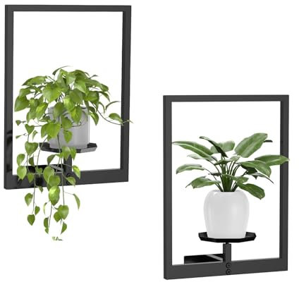 Xtsuen 2 Stücke Hängende Blumentöpfe Pflanzen Wanddeko,Pflanzenständer, Fenster im Innenbereich für mehrere Pflanzen, Heimdekoration, Wanddekoration für Haus, Büro und Garten