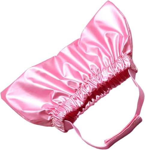 Opemg Pink Cat & Small Dog Waterproof Shower Cap, Ear Protection, Adjustable Headgear, 14*10*1cm