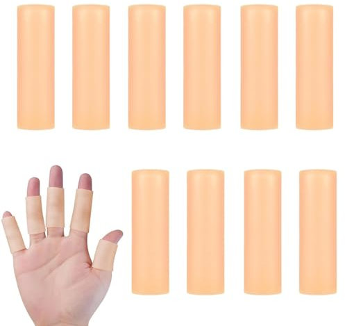 OQKAHIV 10 Stück Fingerlinge Silikon, Fingerschutz Unterstützung, Fingerschutz, Silikon Finger Sleeves Fingerschutz Fingerlinge Silikon Fingerkuppenschutz, für Finger (Fleischfarbe-Öffnung)