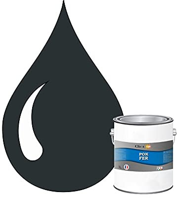 POK Peinture Fer Antirouille – Métal Extérieur Intérieur, Satinée, Protection Rouille - 1L - RAL 7016 Gris anthracite