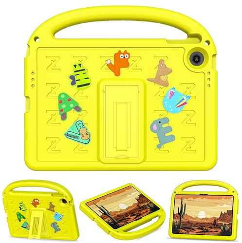 Case for Lenovo Tab 10.1 Inch Tablet 2025 TB-311FU,Kids Cartoon Protective Cover with Handle Stand Lightweight Shockproof Cover for Lenovo Tab 10.1 Inch Yellow