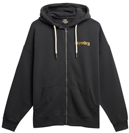 Superdry Damen Übergroße Old School Tattoo Kapuzenjacke mit Rundhalsausschnitt Verwaschenes Schwarz 34
