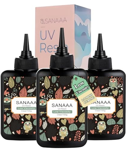 SANAAA UV Harz 300g Niedrige Viskosität,Transparentes UV Resin Hart,Kristallklar UV-Solarhärtendes Harz für Schmuckherstellung von Ohrringen,Basteldekor, Beschichtung und Reparatur