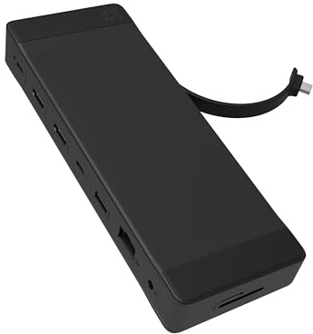 ZAGG 9-Port Hub USB-C PD 20/100Watt Pass-Through Laden, USB-A, 4K HDMI 30/60Hz, 1GB Ethernet, Schnellladung, 10 Gbit/s Datenübertragung, SD/Micro SD-Kartenleser, 3,5-mm-Audiobuchse (Schwarz/Grau)