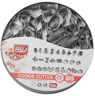 Zisqia 26 Stück Buchstaben Ausstecher Für Fondant, Zahlen Ausstechformen Für Torte, Buchstaben Vielleicht Zahlen Keksform Ausstecher Edelstahl, Keksstempel ausstechformen Für Kinderferien (Alphabet)