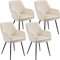 Yaheetech Esszimmerstühle 4er Set Küchenstühle, Polsterstühle mit Armlehnen Metallbeine, Seesel aus Samtstoff für Arbeitszimmer/Wohnzimmer, Beige