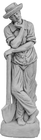gartendekoparadies.de Gärtner-Statue Mann mit Spaten, Steinguss, 140 cm Höhe, 140 kg, Grau, Frostsicher