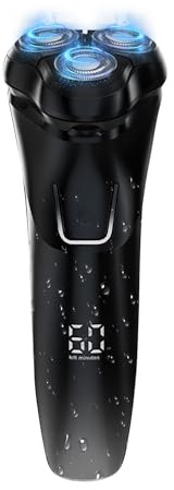 Rasoio Elettrico Uomo con Display LCD, IPX6 Impermeabile per Rasatura a Secco e Umida, Testine Flottanti 4D, 120 Min Autonomia, Rasoio Barba Ricaricabile con Blocco da Viaggio