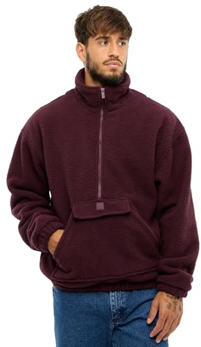 Johnny Urban Felpa con Zip Uomo - Ruben - Maglione con Mezza Zip in Pile - Fleece Troyer Oversize con Tasca a Canguro - Colletto Rialzato
