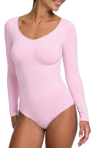 creamy fabrics Shapewear Damen Bauchweg Langarm Body mit Slip stark formend
