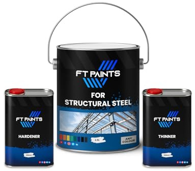 FabioT. FT Paints 3.0L Kit 2K Anti-Rust Metal Paint with Hardener E9005 For Structural Steel- RAL 7012-Basalt Grey