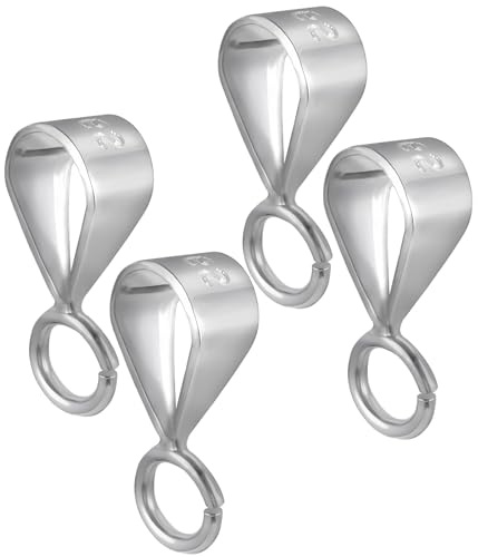 4 Stück Collierschlaufen 925 Sterling Silber, Geeignet für Halsketten | Sterling Silber 925 Schmuck Anhänger Ösen, Anhängerfassung für Halskette, Anhänger, Perlen und Edelsteine(A-4)