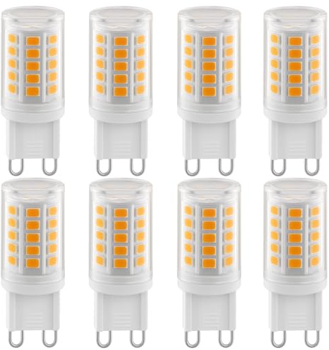 G9 LED Birnen 2W Warmweiß 2700K, 320LM Energieeinsparung Lampe äquivalent zu 28W Halogen, Kein Flimmern GU9 LED Leuchtmittel für Hausbeleuchtung Dekor, Kronleuchter, Nicht Dimmbar, 220-240V, 8 Pack