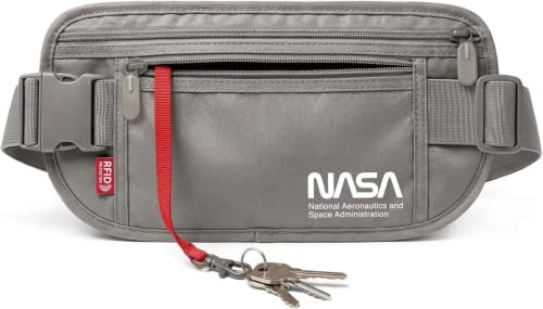 NASA Cintura Portasoldi - Protezione Passaporto Sicura RFID (13.56 MHz) - Grigio Lunare