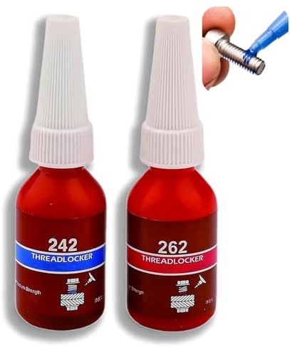 Thread Lock Blue & Red,10ml Medium & High Strength Thread Locking Adhesive Kit,Oil Resistant Prevent Nuts, Bolts,Screws from Loosening with Permanent Lock & Seal,for Metal Fasteners & Heavy Duty