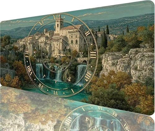 Mauspad Kleinstadt Schreibtischunterlage Uhren Mousepad xxl 900x400x3mm Gaming Mauspad, Wasserdichtes Gewebe mit Rutschfester Gummibasis und Strapazierfähigen Nähten for Weihnachtsdekorationen N1-140