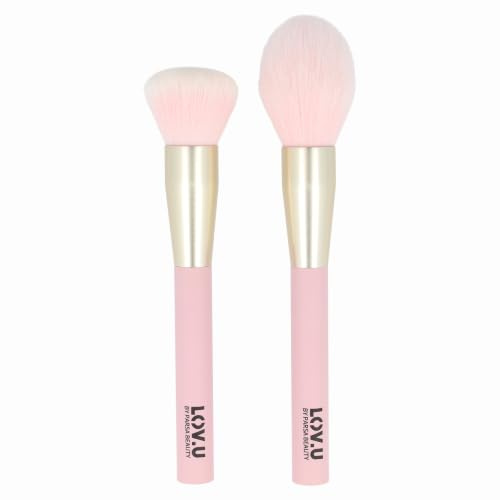 PARSA Beauty LOV.U Gesichtspinselset, Make-up Pinsel für Foundation | Puder & Rouge, 2-teiliges Set, Rosa, Weiche Synthetikborsten, Elegantes Design, Vielseitige Anwendung