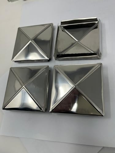4x Pfostenkappen 50x50 mm Edelstahl Zaunpfosten Kappen für Holzpfosten Abdeckkappen für Zaunpfosten Pyramiden Form - Pfostenabdeckung selbsthaltendt