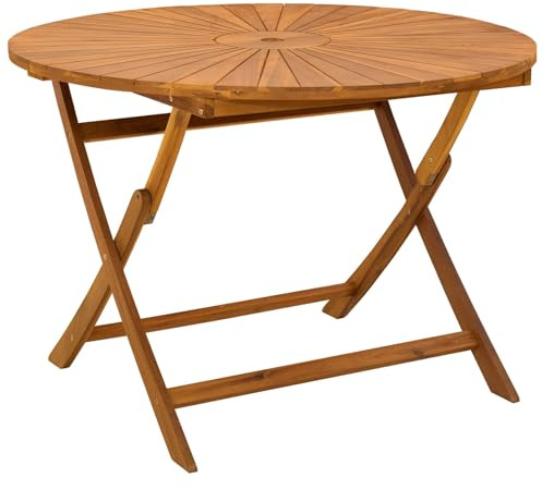 vidaXL Tavolo da Giardino Pieghevole Naturale Ø110 x 75 cm