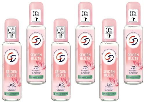 6x CD Deo Zerstäuber/Pump Spray Seidenblüte Deodorant 48h Schutz Deodorant ohne Aluminiumsalze (ACH) 48h langanhaltender Schutz für empfindliche Haut geeignet vegane Körperpflege,75ml (6er Pack)
