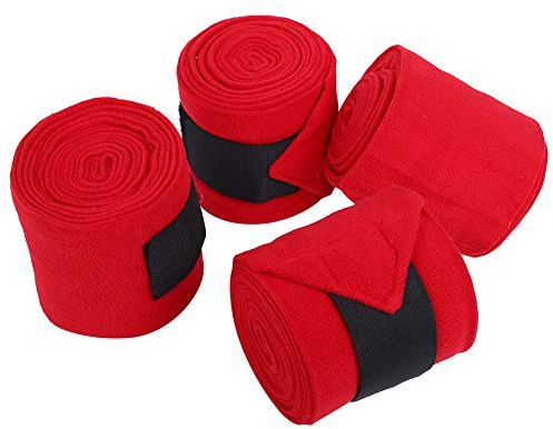 Eminchu Vendaje para Pata de Caballo, Juego de 4 con Diseño Antideslizante de Forro Transpirable para Comodidad del Caballo y Prevención de Lesiones, Rojo, 11x300CM