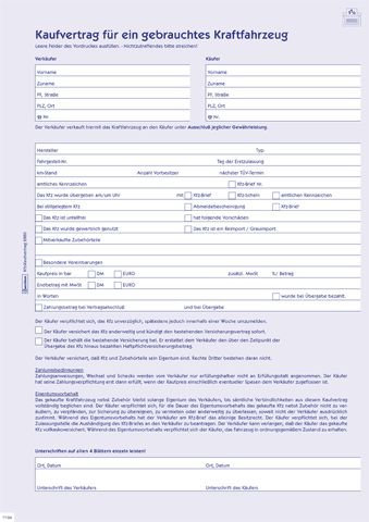 Kaufvertrag Sd A4 5Bl für gebrauchtes Kfz, Liefermenge = 5