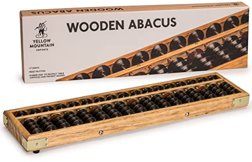 Yellow Mountain Imports Boulier en Bois de Style Ancien - 35 cm - Calculateur Soroban Professionnel de 17 Colonnes avec Bouton de Réinitialisation