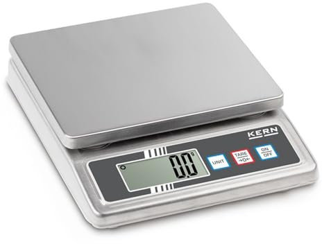 KERN Kompakte Edelstahl-Tischwaage mit Hohem Schutzgrad IP65 Gegen Staub und Spritzwasser, Wägebereich 5kg, Ablesbarkeit 1g