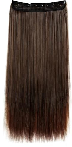 CAISHA 60cm Clip In Extensions Lara Haarverlängerung Haarteil Glatt Braun Mix C59