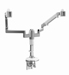 Humanscale MF22W22C12 - Polished Aluminum w White Trim M/Flex Monitor Arm (for 2 Monitor) (Manufacturer's SKU: MF22W22C12)