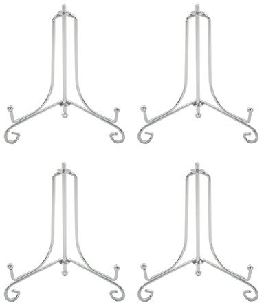 Tincogo (4 pack) 4 Iron Display Stand, Sliver Small Iron Easel Plate Display Photo Holder Stand, Displays card,cookie, Decorative Plates,Artwork