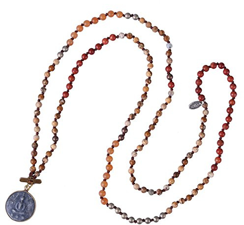 KELITCH Collares con Colgante Buda Collares con Cuentas Piedra Natural Collares Cadena Larga Hechos A Mano Collares Joyería para Mujeres