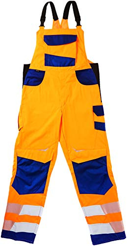 KÜBLER REFLECTIQ Latzhose PSA 2 – Latzhose mit Reflex- und Cordura®-Verstärkungen für mehr Bewegungsfreiheit warnorange/kbl.blau Gr. 56