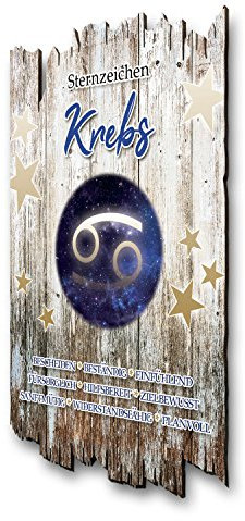 Wandbild Sternzeichen Krebs aus Holz im Shabby Chic Landhaus-Stil - Holzschild Größe 30x20cm (Krebs)